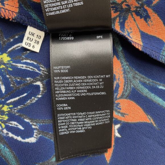 Whistles Bluebell 100% Silk Buena Strap Maxi Dress Blue Floral Print Size 6 - Picture 6 of 8